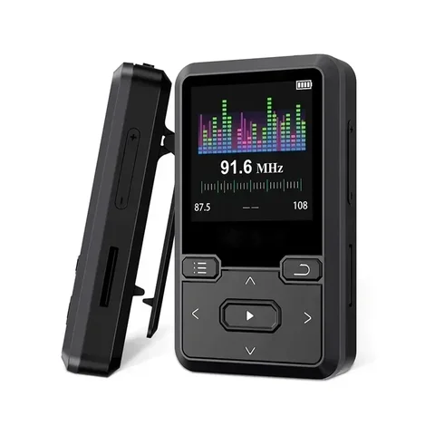 Mini Sports MP3 Player com clipe traseiro, leitor de música, pedômetro, rádio FM, Bluetooth 5.0, Lossless Sound, novo design, 1.44 ", 32GB