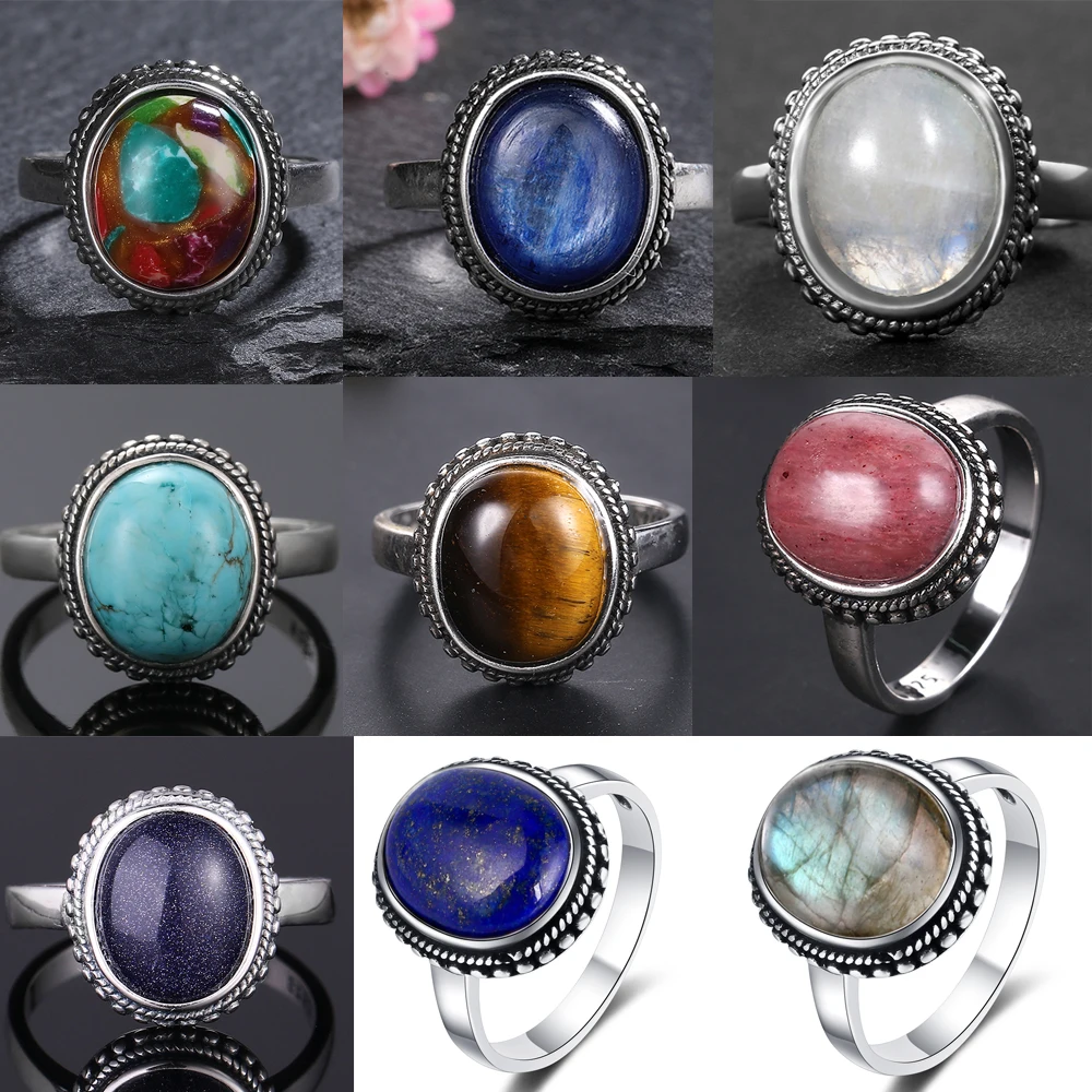 

925 Sterling Silver Natural Kyanite Ring Simple Style Fine Jewelry Anniversary Engagement Party Gift for Women Labradorite Ring