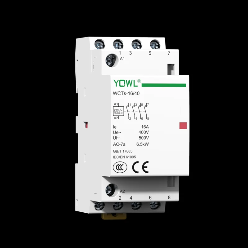 4P 16A 20A 25A 32A 40A 63A CT1 50/60HZ 35mm Din rail Modular AC Contactor Household Home ac contactor 4NO