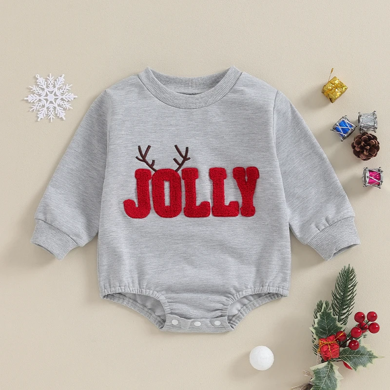 Infant Baby Boy Girl Christmas Outfit Merry Christmas Sweatshirt Romper Crewneck Pullover Oversized Sweater Clothes