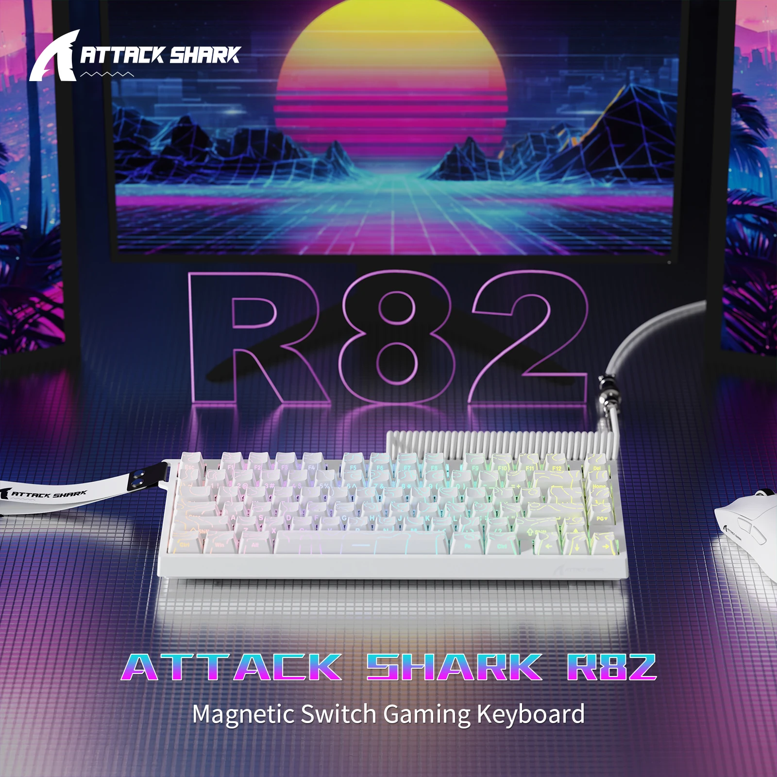 ATTACK SHARK R82 HE Rapid Trigger Wired Mechanical Gaming Keyboard TKL NKRO with 8K Polling,0.005mm RT Accuracy,256K Scan Rate,