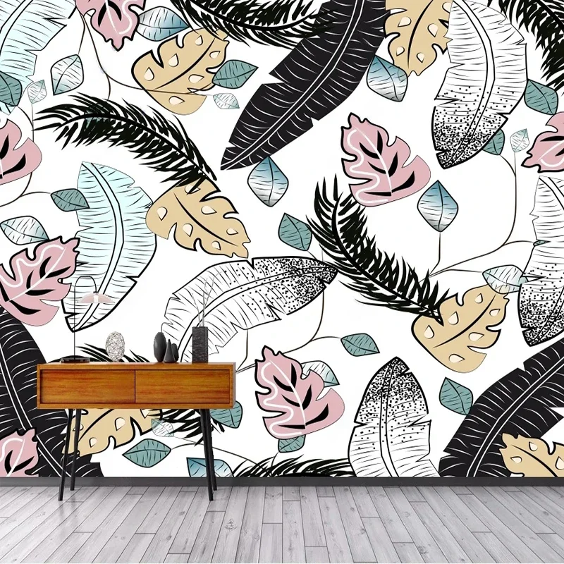 Custom Photo Wallpaper Nordic Abstract Banana Leaf Feather 3D Mural Living Bedroom TV Background Wall Decor Papel De Parede 3D