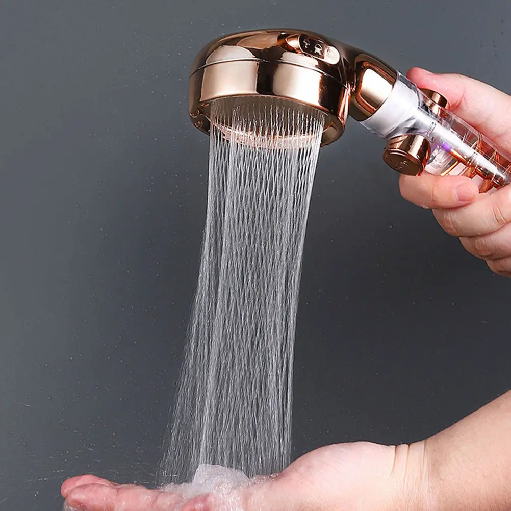 H held Shower Head 3 Modes Adjustable Bathroom Steel Sprayer Pressurized Plastic Turbo Rod Durability Modern Style Shower