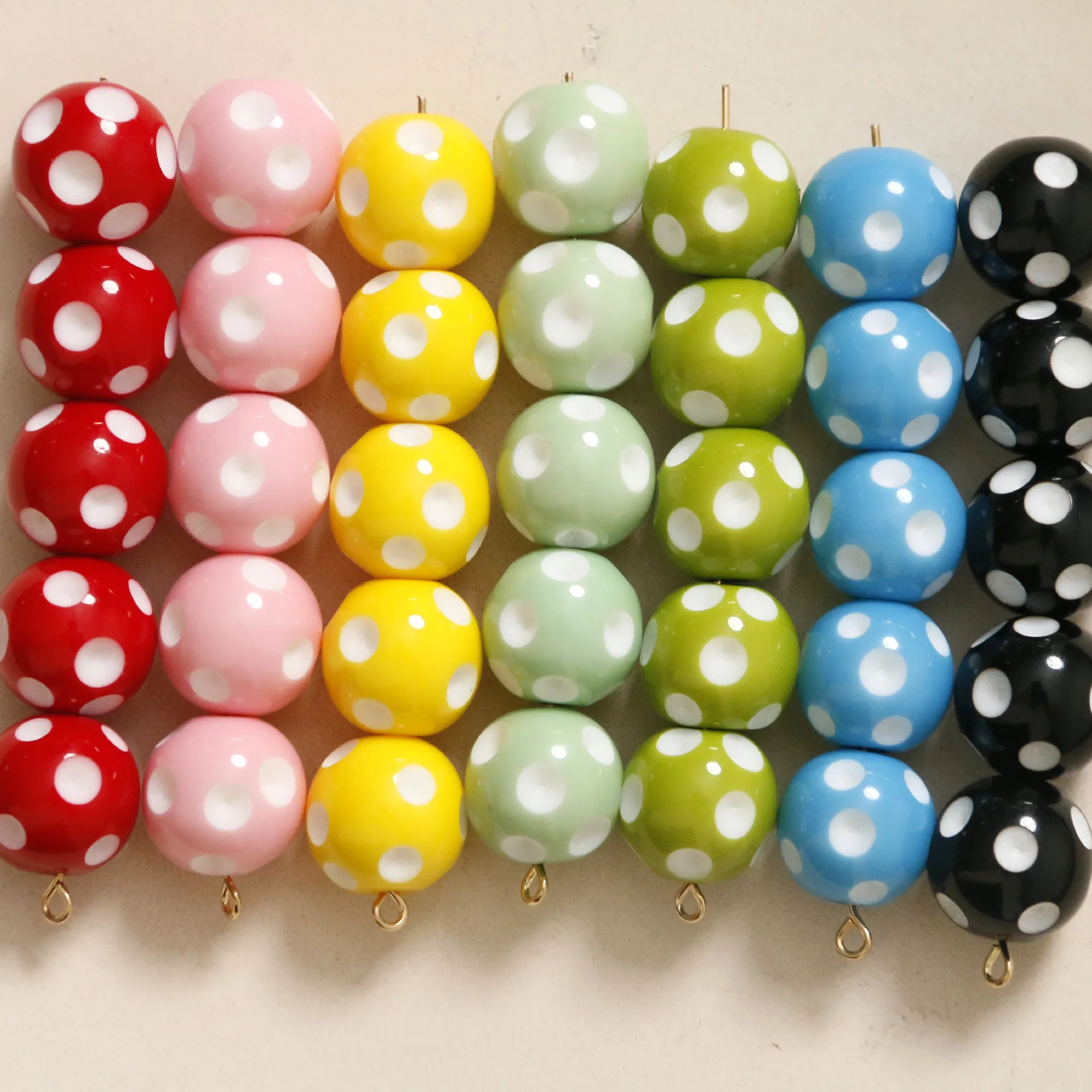 

DIY Jewelry Findings 14mm Round Classcial Polka Dots Style Resin Chunky Necklace Beads Ornament Accessories Bubblegum 50pcs