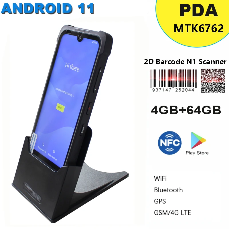Robuuste Android 11 PDA met 4 GB + 64 GB 2D Barcodescanner 4G WiFi GPS NFC Handheld Data Collector Terminal voor Magazijn RM5