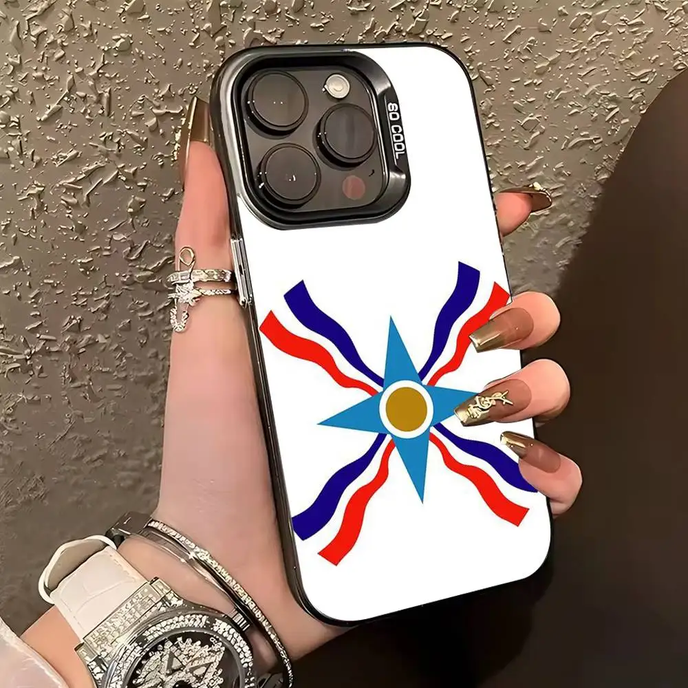 Etui na telefon A-Assyrian F-Flag do iPhone'a 17, 16, 15, 14, 13, 12, 11 Plus, Pro Max, XS, kolor srebrny