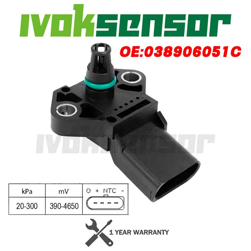 

Manifold Pressure MAP Sensor Turbo Boost 3 Bar For AUDI A2 A3 A4 A5 VW Golf Jetta Seat Toledo Skoda Fabta 038906051C 0281002401