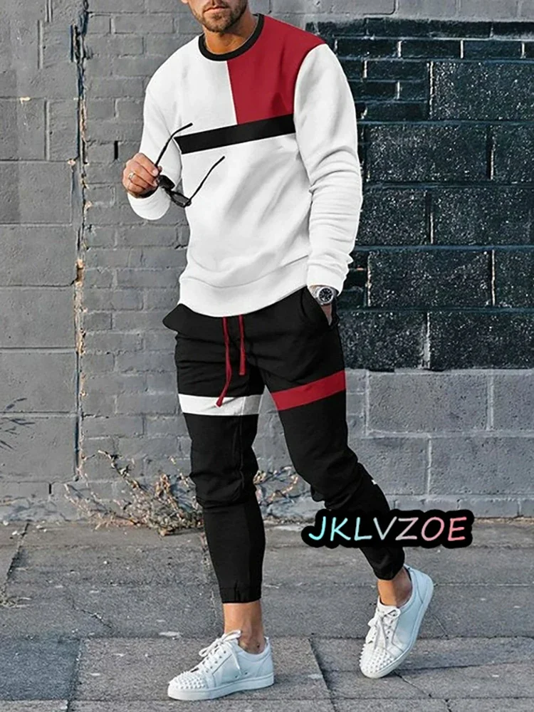 Autumn Men\'s 2 Piece Sets Casual Sportswear Trousers Suits Men Long Sleeve T-shirt Tracksuits Male Clothing Joging Pants Outfits