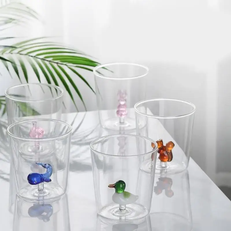 High Borosilicate Heat Resistant Cartoon Glass Cup With Shatterproof Design for Home Office and Travel Use X3UC