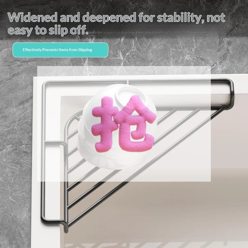 Stainless Steel Sink Corner Rack Anti-rust Punch-free Dish Drying Rack Quick Water Drainage Hollowed Dishcloth Sponge Stand