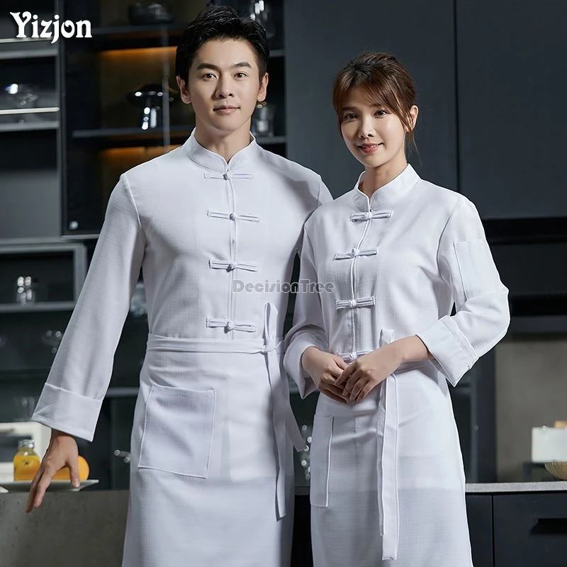 2024 chinese style cotton linen chef uniform various occasions kitchen versatile uniform new breathable comfortable chef garment