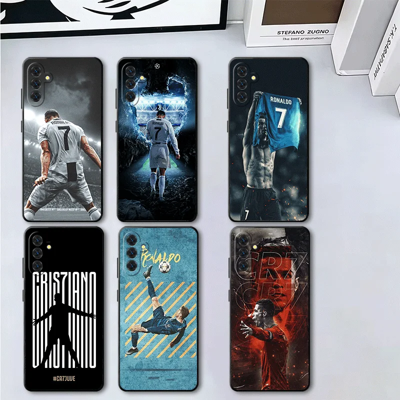 Capa de Celular Macia do Craque de Futebol R-Ronaldo C-CR7 para Samsung A17 A37 A57 A16 A26 A36 A56 A15 A25 A35 A55 A14 A24 A34 A54 A13 A23 A3