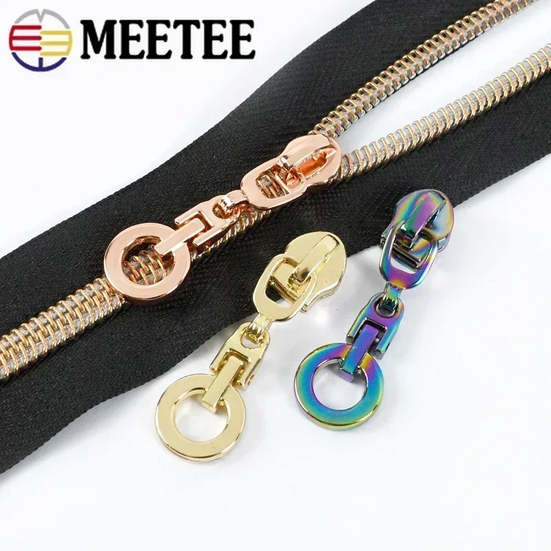 10/30Pcs Meetee 5# Nylon Zipper Slider Bag Purse Decor Zippers Puller O Ring Zip Head Repair Kits DIY Clothes Sewing Accessories