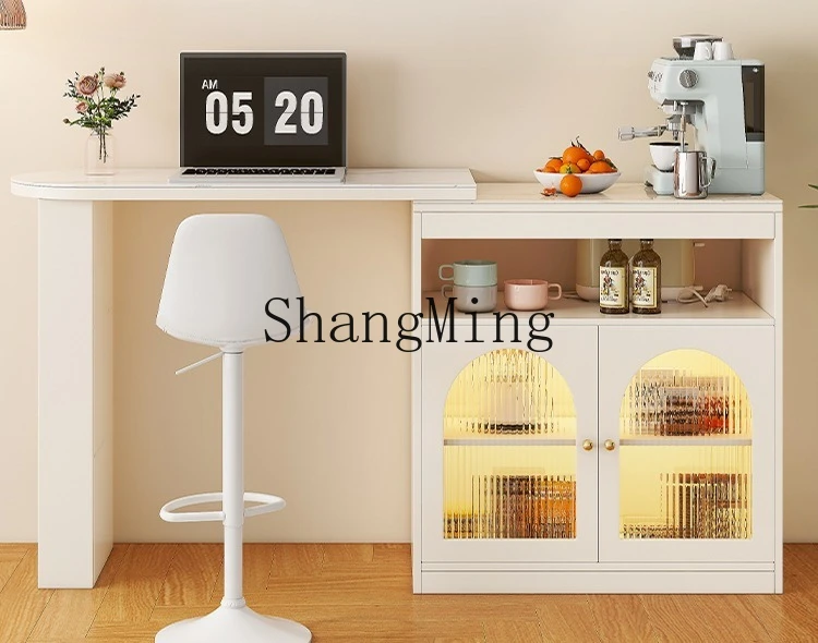 

SM household solid wood modern partition cabinet integrated living room dining side cabinet retractable middle island platform