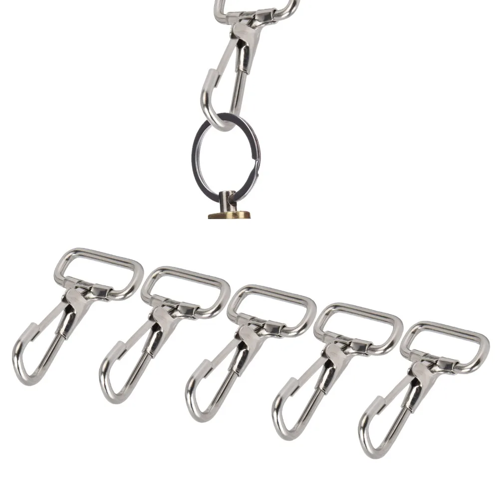 5 pcs 304 Stainless Steel Stainless Steel Snap Hooks Square Eye / Swivel Eye Design Fixed Spring Mechanism Swivel Eye Snap Hooks