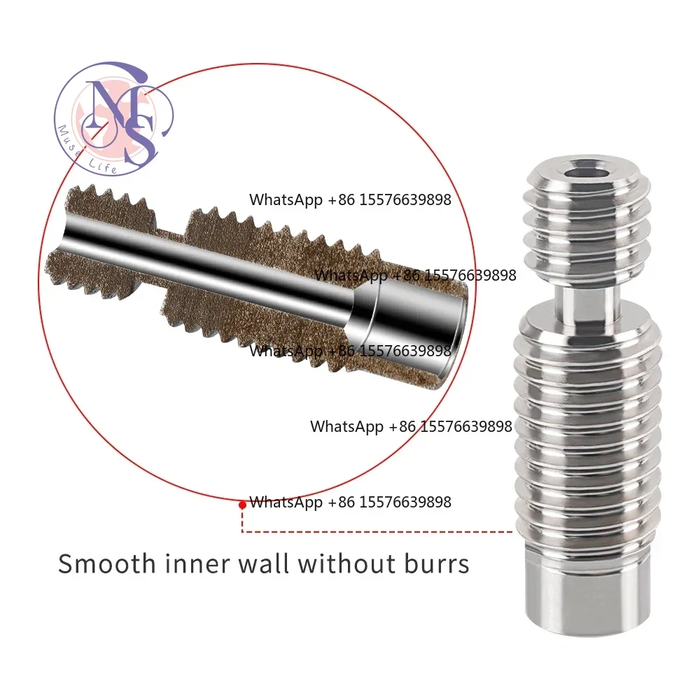 TC4 Titanium Alloy Heatbreak for E3D V6 Remote Hotend, 1.75mm, Corrosion Resistant 3D Printer Part