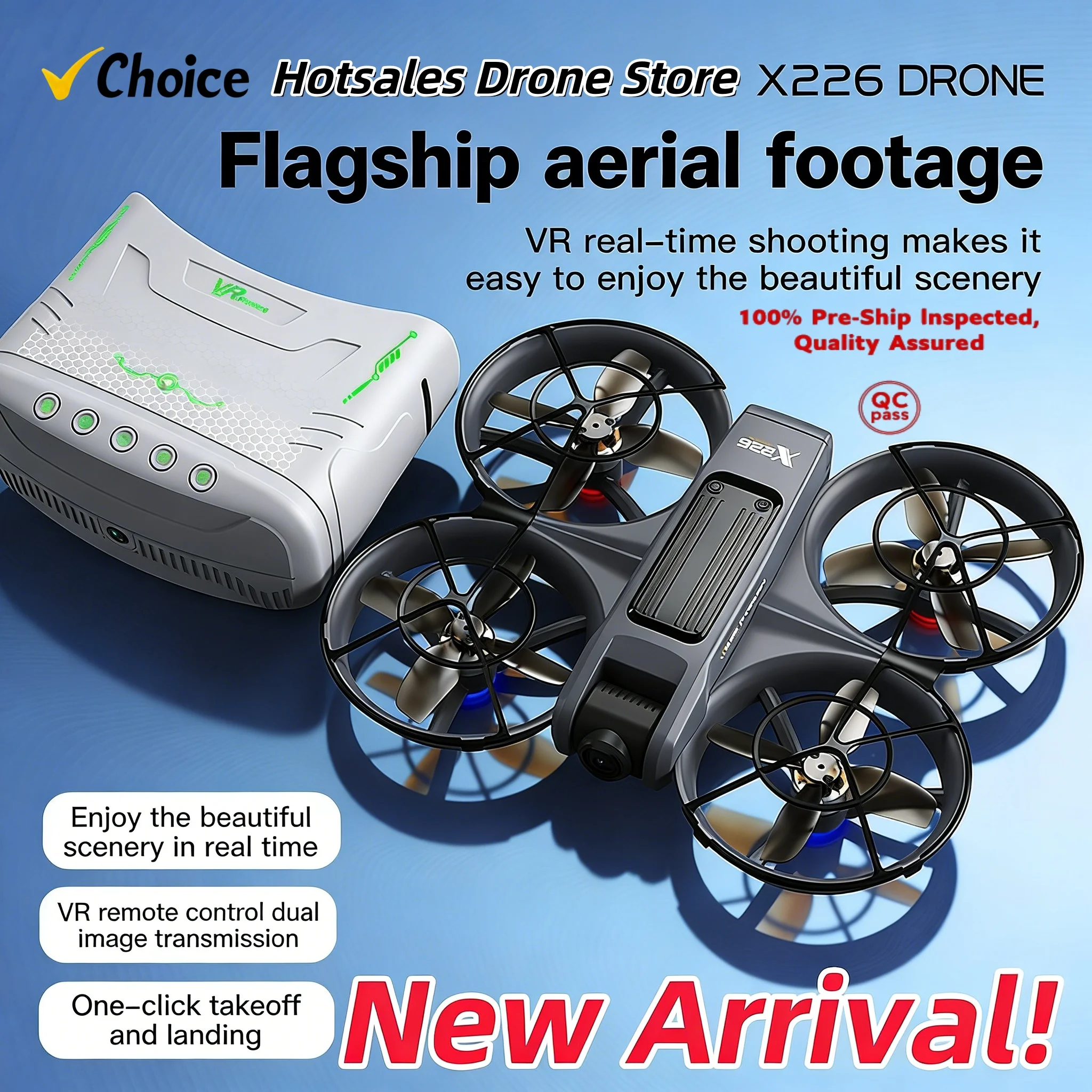 2026 New X226 VR FPV Drone 4K HD Dual Camera Brushless Motor WiFi 5G Optical Flow Positioning Mini for Racing RC Quadcopter