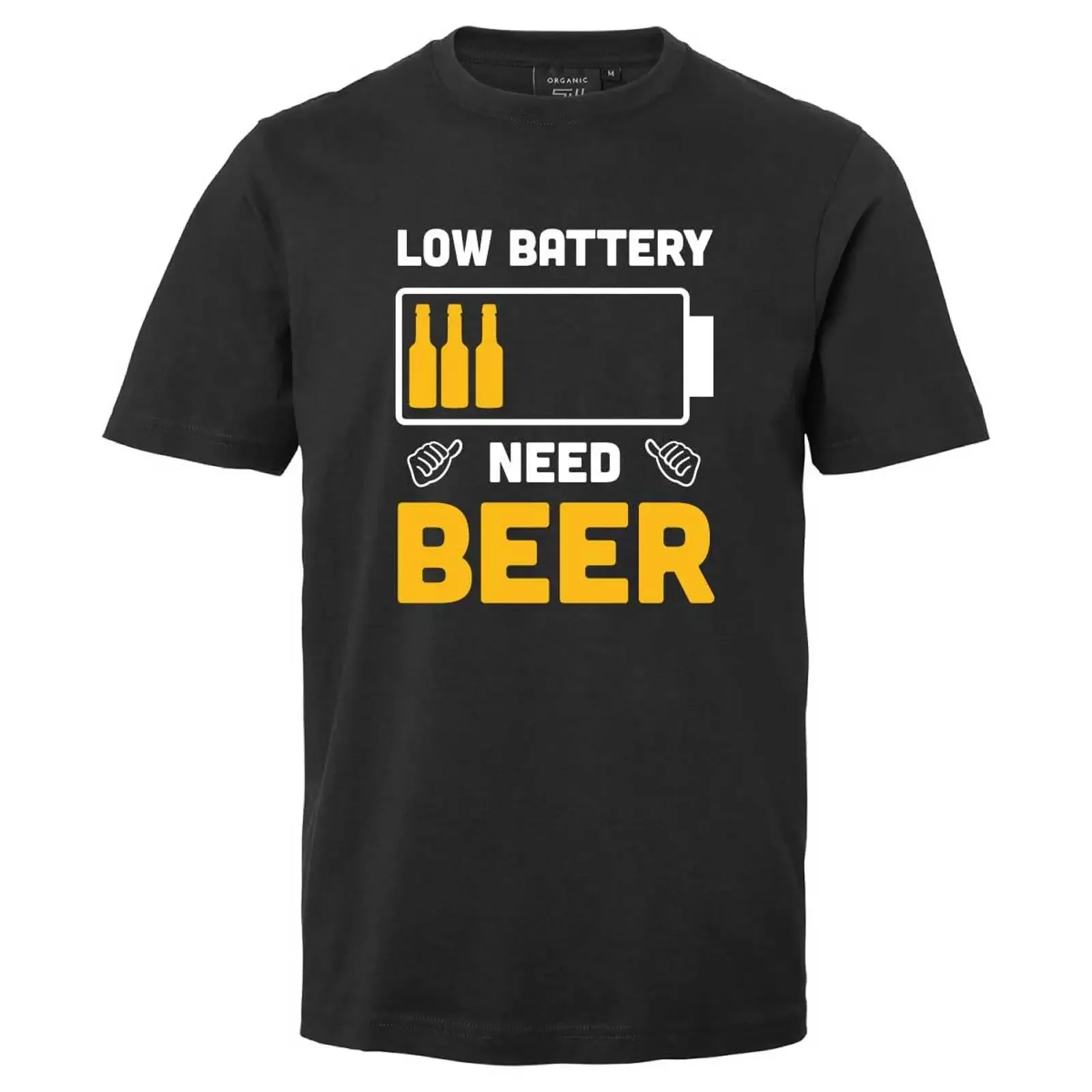 Low Battery Need Beer Funny T Shirt Men Cotton  Casual vintage Washed Comfortable fashion designer clothes graphic Unisex homme