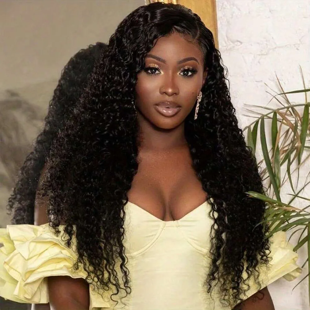 

250% Density 40 Inch Jerry Curly Lace Front Wig Kinky Curly Human Hair Wigs 13x4 Brazilian HD Transparent Lace Frontal Wig Female Woman Wig