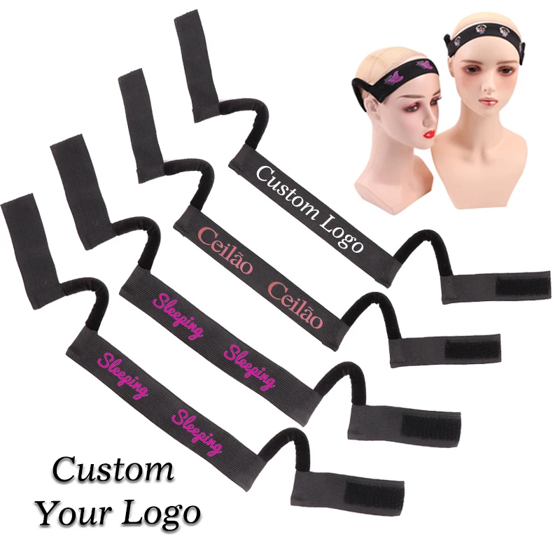 Nunify Custom 20Pcs Lace Melting Band For Wigs With Logo Wig Band With Ear Cut Outs Non Slip Headband With High Quality Velcro