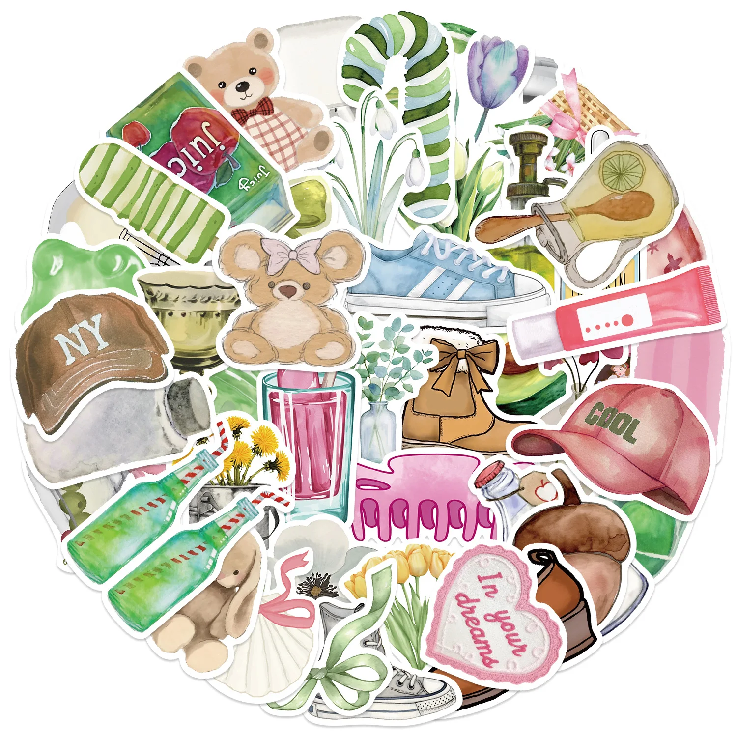 50pcs INS Girl Art Aesthetics Cartoon Graffiti Stickers Phone Guitar Laptop Notebook Suitcase Cup Waterproof Sticker Kids Toy