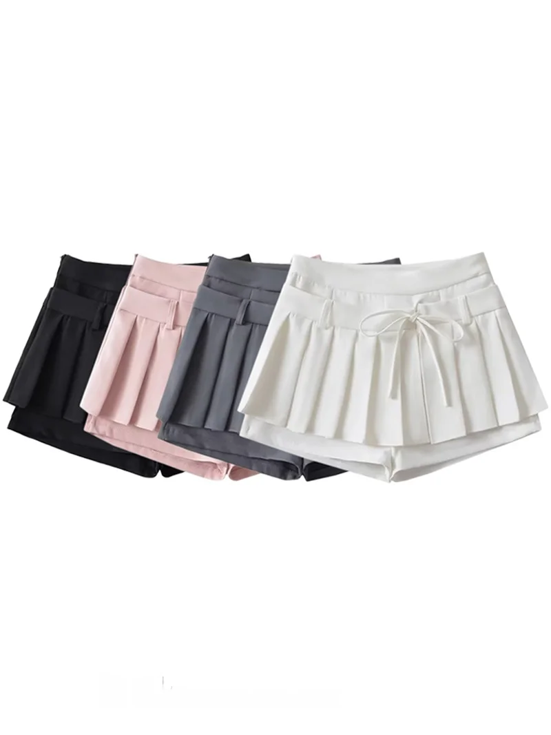 กระโปรงทรงเอผ้าคอตตอนผสมแต่งผ้าต่อกัน พร้อมเข็มขัด ป้องกันแสง ผ้าวินเทจแท้ เอวสูง จีบ สำหรับสาวๆ