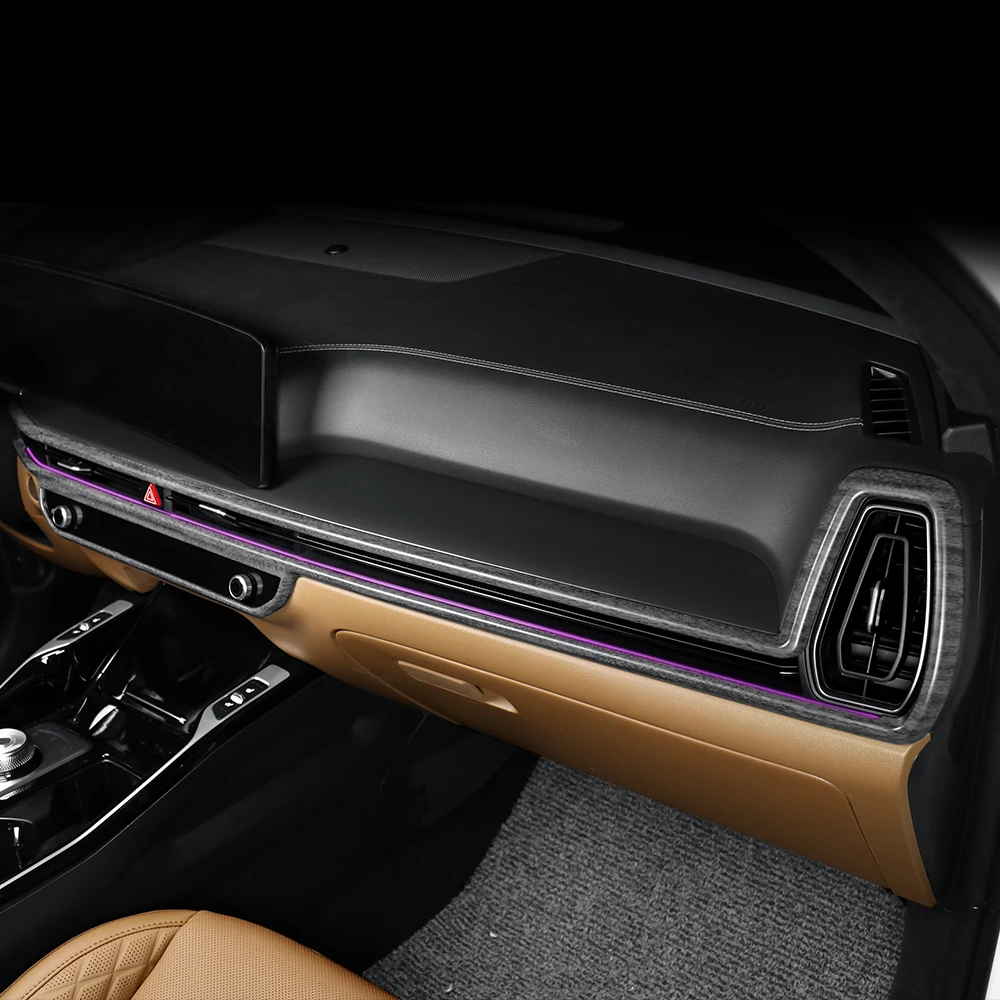Wood Grian Style Instrument Panel Decorative Frame Car Dashboard Trim Stripe Cover Interior For Kia Sorento MQ4 2024-2026 LHD