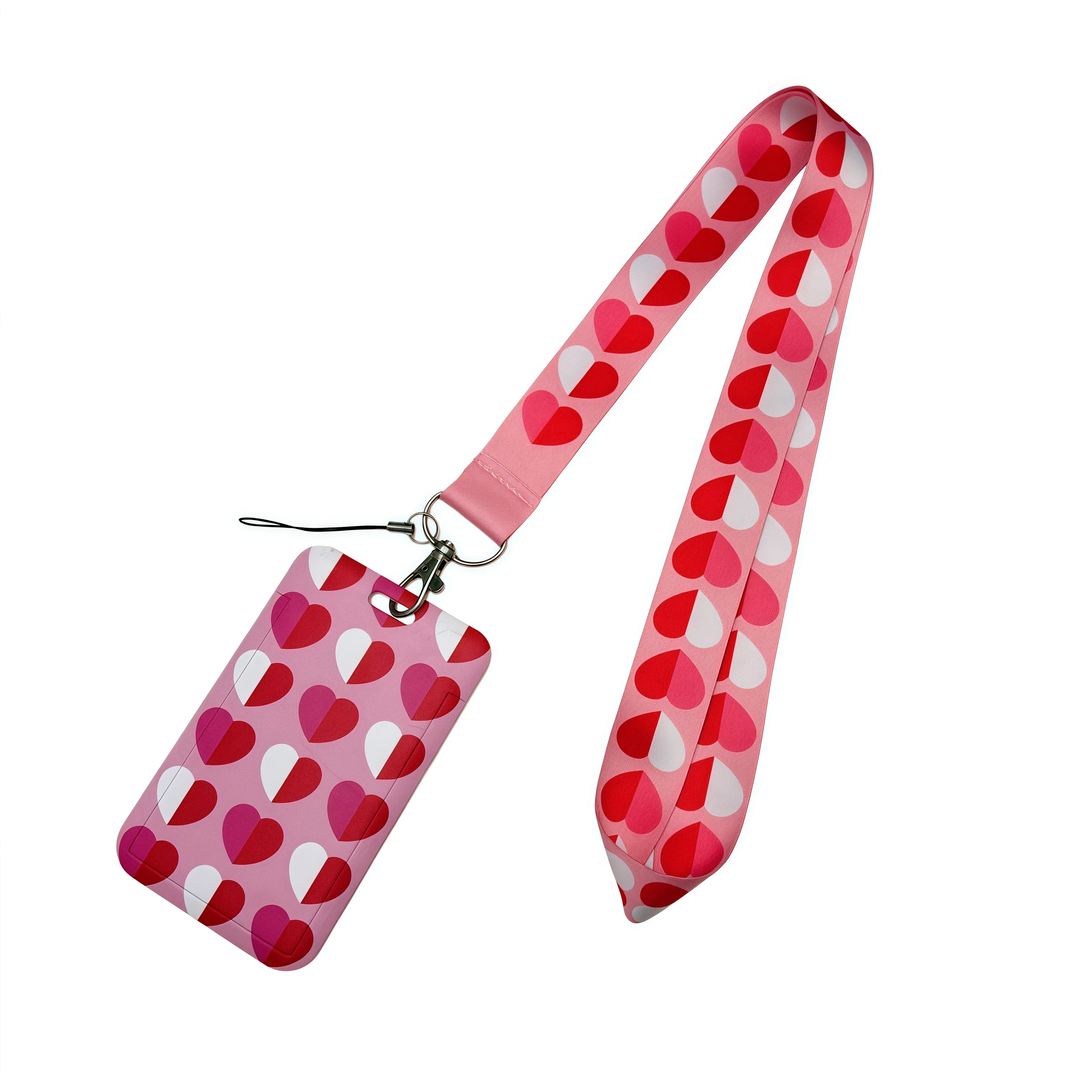カラフルなハート型PVCカードカバー、学生キャンパス用ネック - Lanyard Badge Holder のレビューと価格