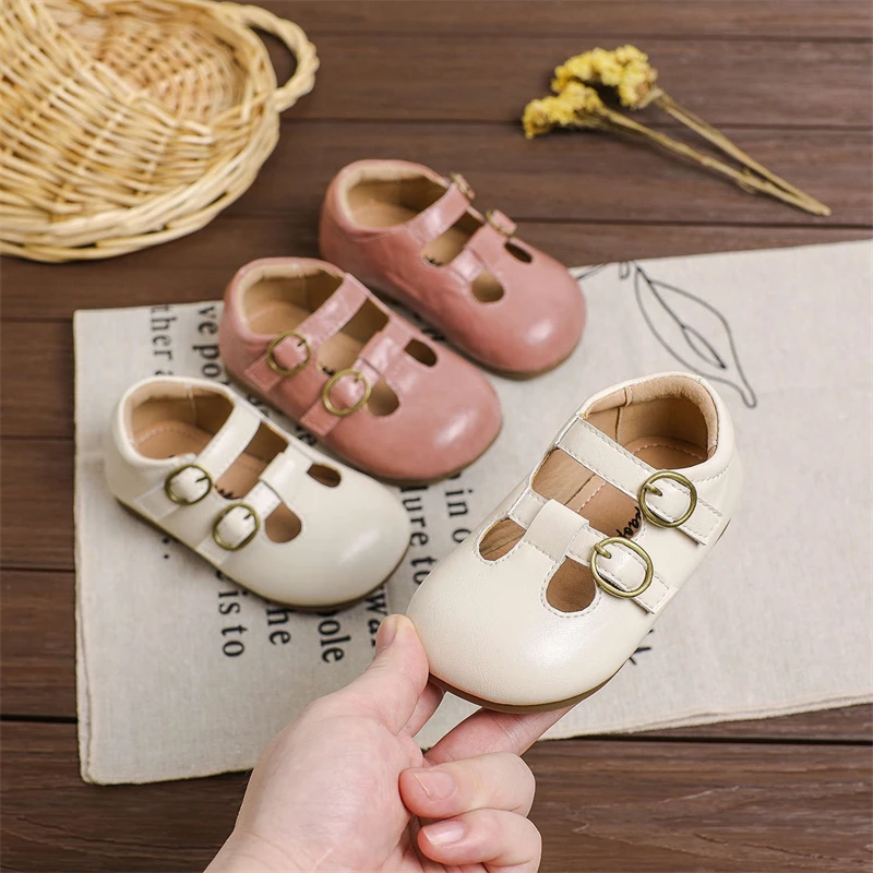 Baby Girls Leather Shoes Spring Autumn Children Princess Shoes Non-slip Soft Sole Toddler Kids Casual Lightweight Shoes