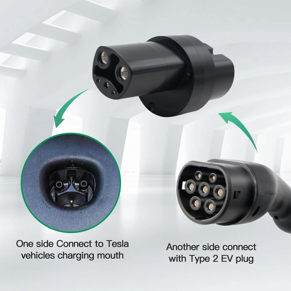 Tipe 2 untuk Tesla 32A 80A 250A NACS adaptor AC EV konektor konverter pengisi daya untuk mobil listrik Amerika