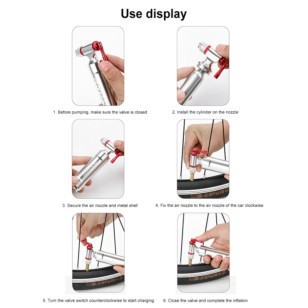 Bomba de bicicleta CO2 Schrader y válvula Mini bomba de bicicleta inflador de neumáticos portátil de aleación de aluminio para bicicleta de carretera MTB