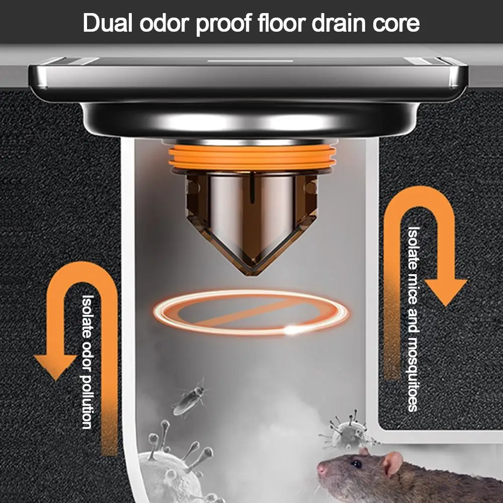 Backflow Preventer Shower Floor Drain Dectable Universal Fast Drainage Floor Drain Anti-odor Double opening Drain Filter