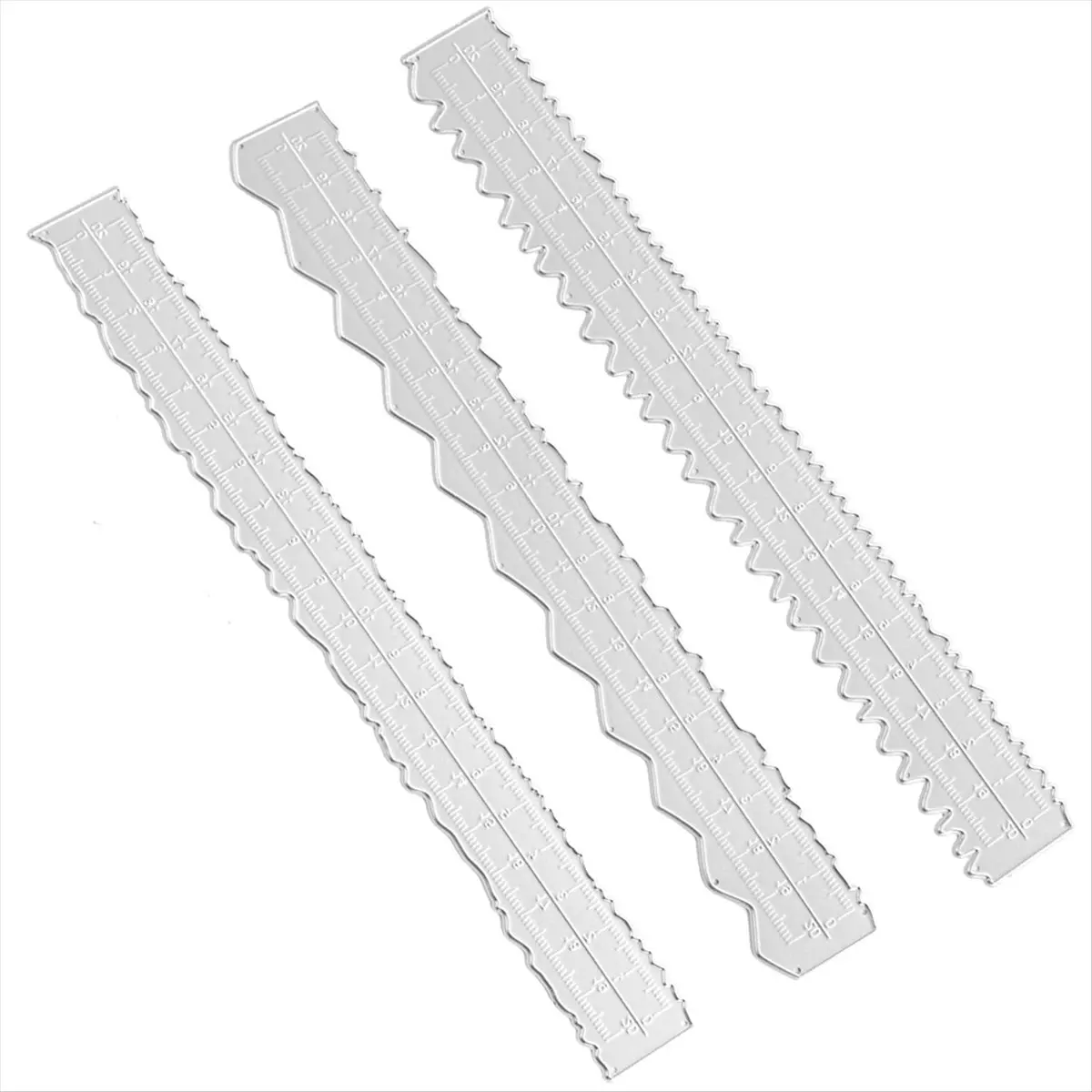 KSOL 3 Styles Irregular Edge Ruler,Metal Craft Ruler Paper Tearing Ruler for Embossing with Scrapbook Jagged Edge Rulers