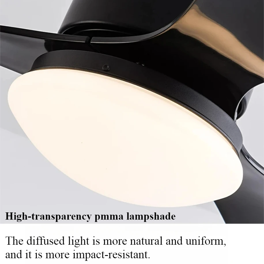 52in Ceiling Fan with Light and Remote Control 6-Speed 3-Color Dimmable Inverter Fan for Restaurant Living Room Home Decor Black