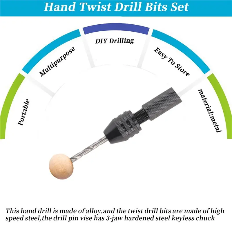 B23B Hand Drill Set Precision Pin Vise With 49 Pcs Mini Twist Drill Bits For Model,Diy,Jewelry Making,Multipurpose Rotary Tool D