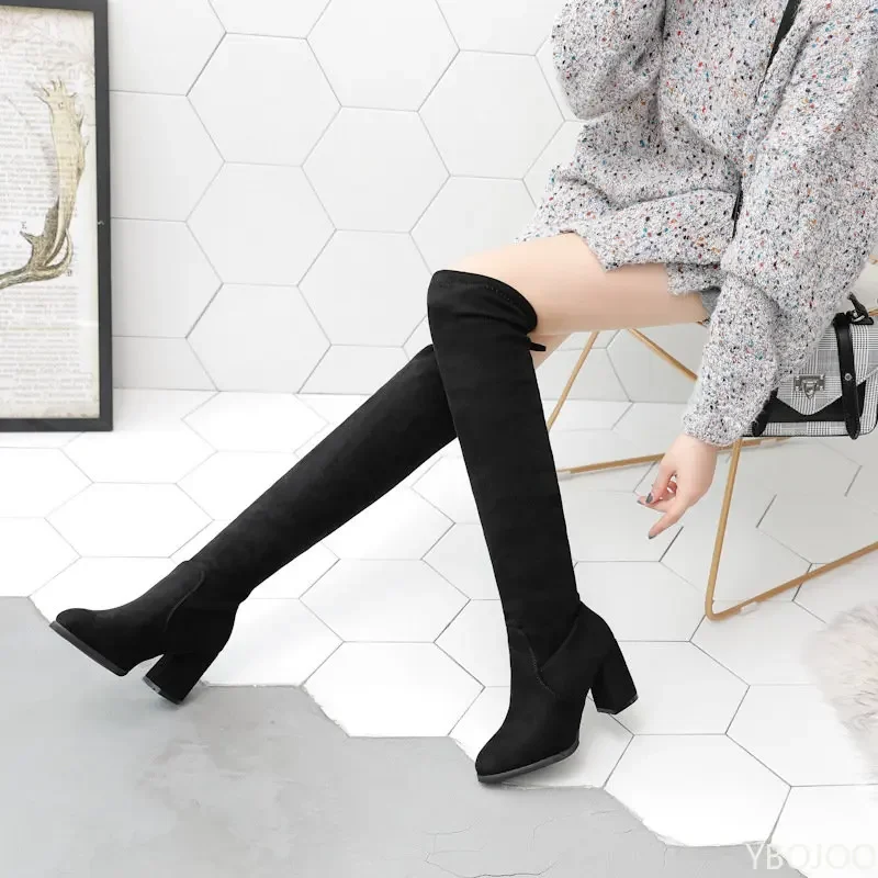 Over-the-knee Boots Women Stretch Knit Long Socks Boots New Casual Black Sexy Nightclub Platform Shoes Autumn Boots Women Bottes