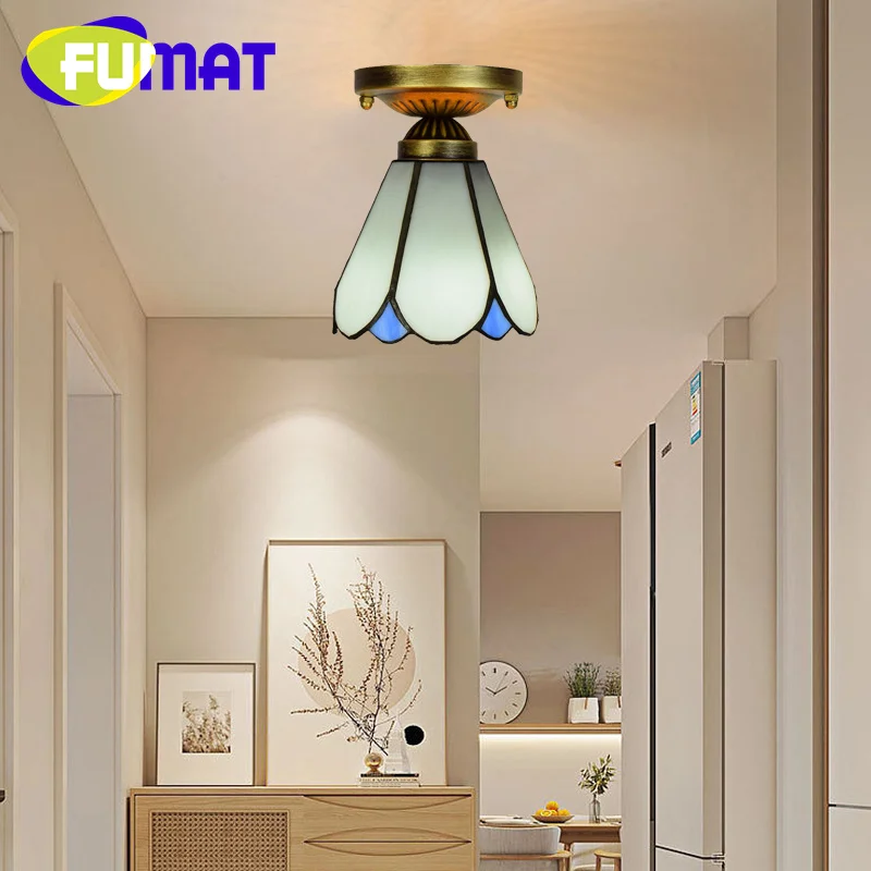 

FUMAT Tiffany 6inch modern minimalist style white ceiling light deco hallway hallway balcony foyer LED chandelier