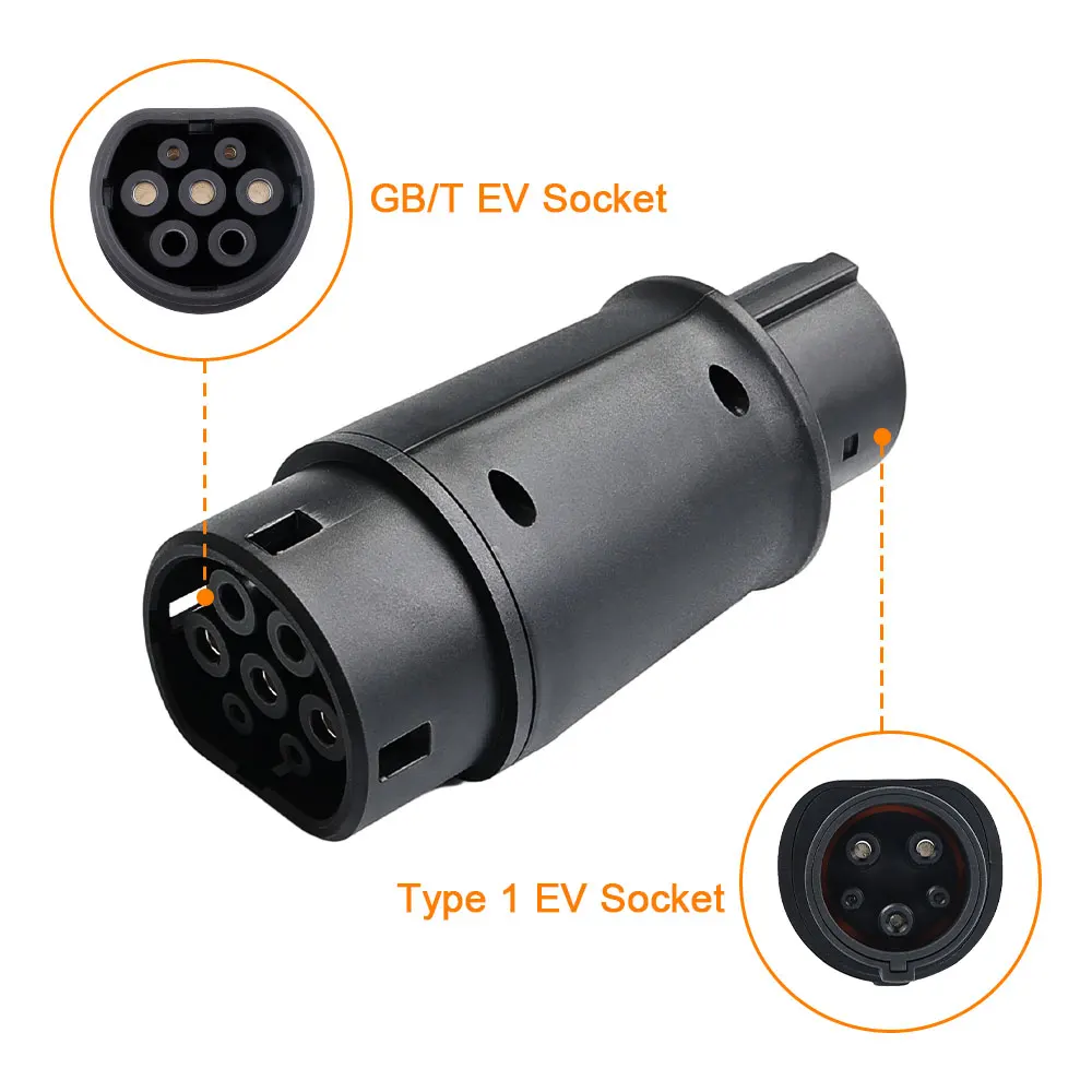ADPOW GBT To Type1 Adapter 32A 7.2kw GB/T Female Plug with Type 1 Female Converter J1772 Electric Car For Ford Chevrolet Tesla