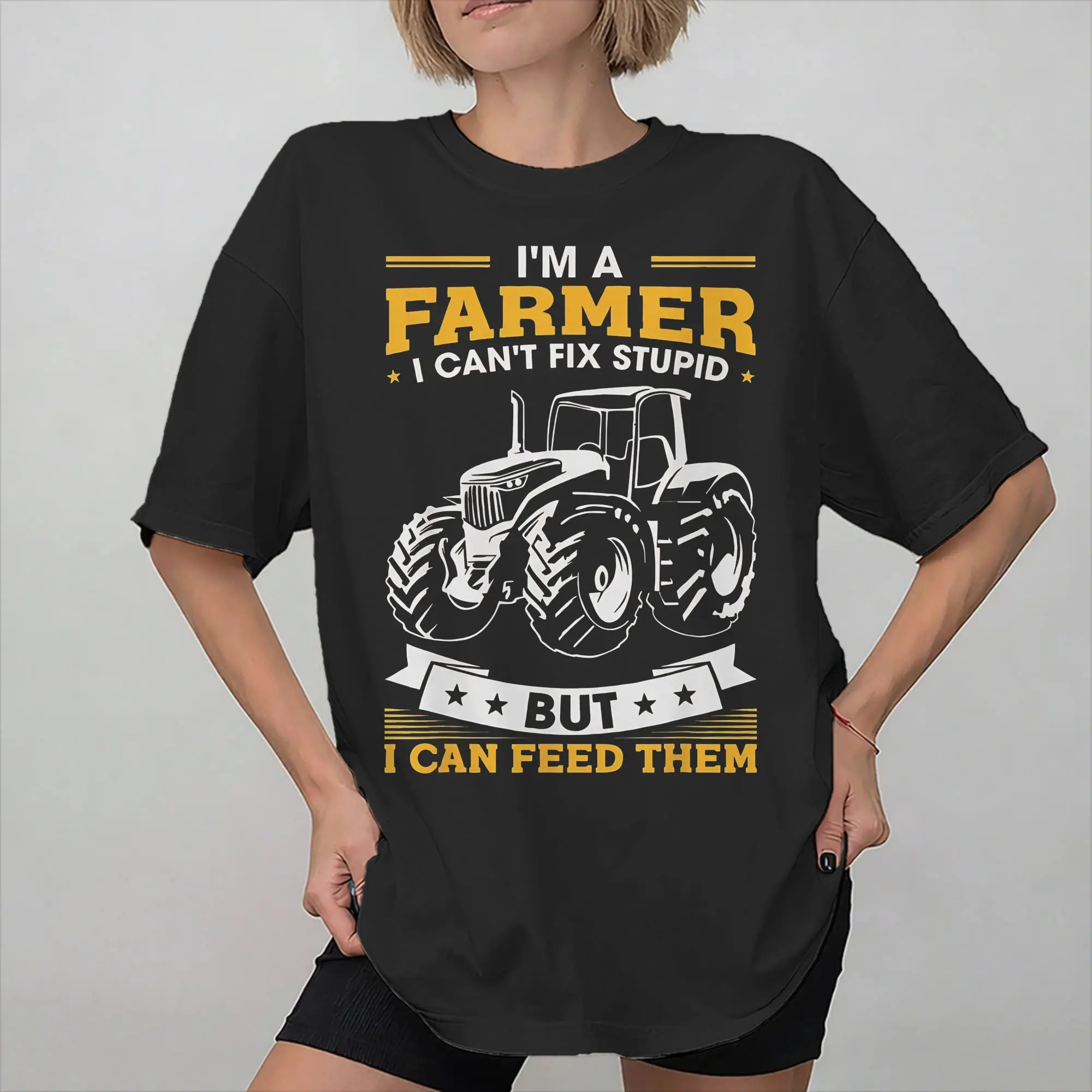 I'm a Farmer I Cant Fix Stupid But I Can Feed Them Apparel Unisex T Shirts Cotton Tee New Arrival  T-shirt Clothes