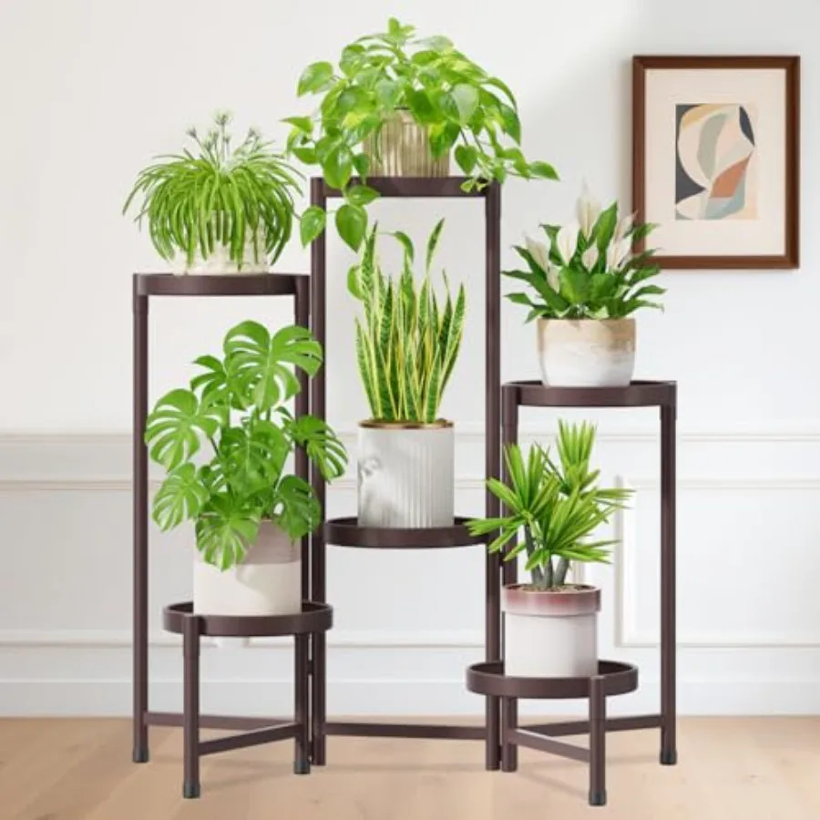 

Подставка для растений в помещении и на открытом воздухе, 6-уровневый угловой металлический держатель для цветов, полка, простая сборка, складная высокая стойка для орхидей f