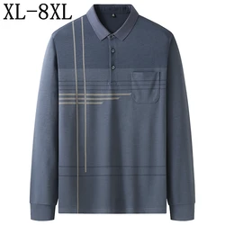 8XL 7XL 6XL 2022 New Autumn Fashion Loose Polo Shirt Men Long Sleeve Casual Mens Polos Shirts With Pocket Top Quality Polo Homme