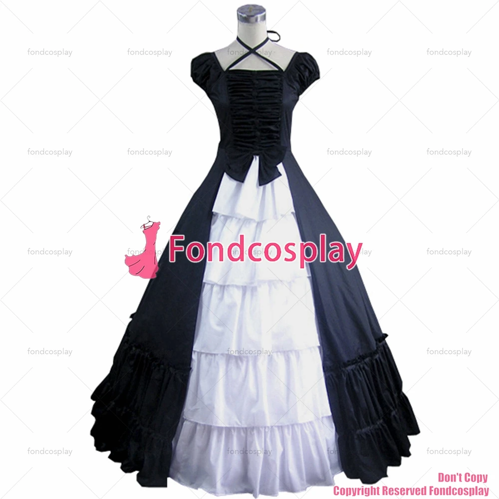 

Gothic Lolita Punk Medieval Gown Black and White Ball Long Evening Dress Jacket Tailor-made[CK1393]