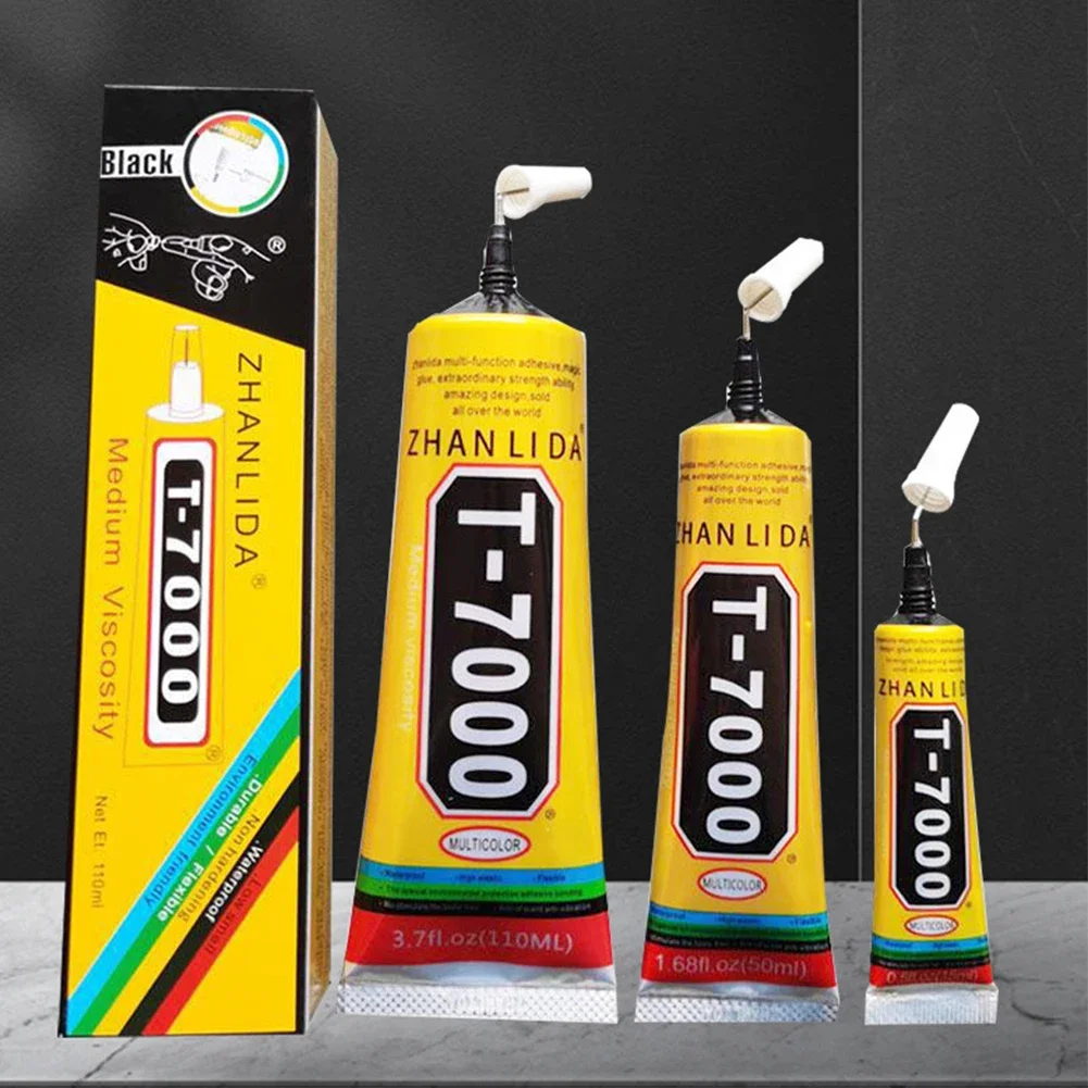 T7000 Black Contact Cellphone Tablet Repair Adhesive Zhanlida Strong t-7000 Glue 15ML 50ML 110ML with Fine Needle Outlet