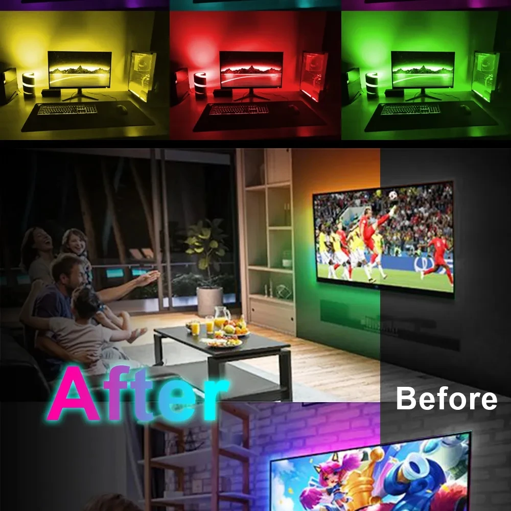 Diody na wstążce LED Smart Home TV USB do komputera IR zdalne podświetlenie zestaw oświetlenia LED RGB do TV, pudełko sypialni szafy wystrój pokoju