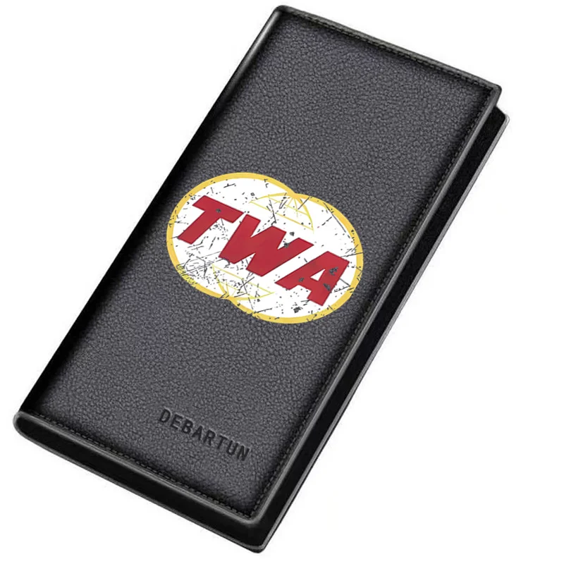 Red TWA on white circle shape Men's Long Wallets Business Stylish Printing Design Casual Use Christmas Valentine's Father's Day