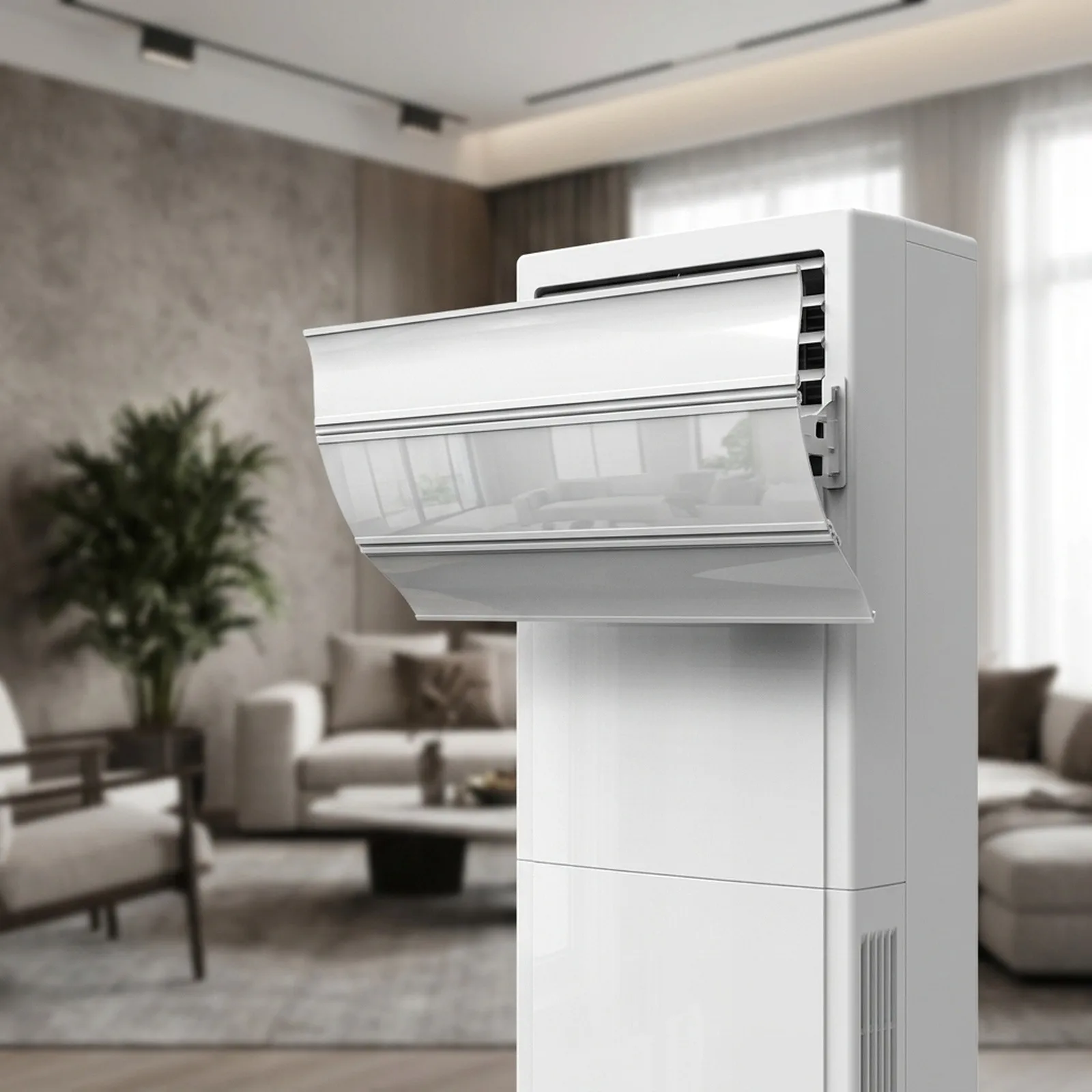 White Floor Standing AC Deflector for Cabinet Air Conditioners 30cm 55cm ABS Construction Adjustable Airflow Direction