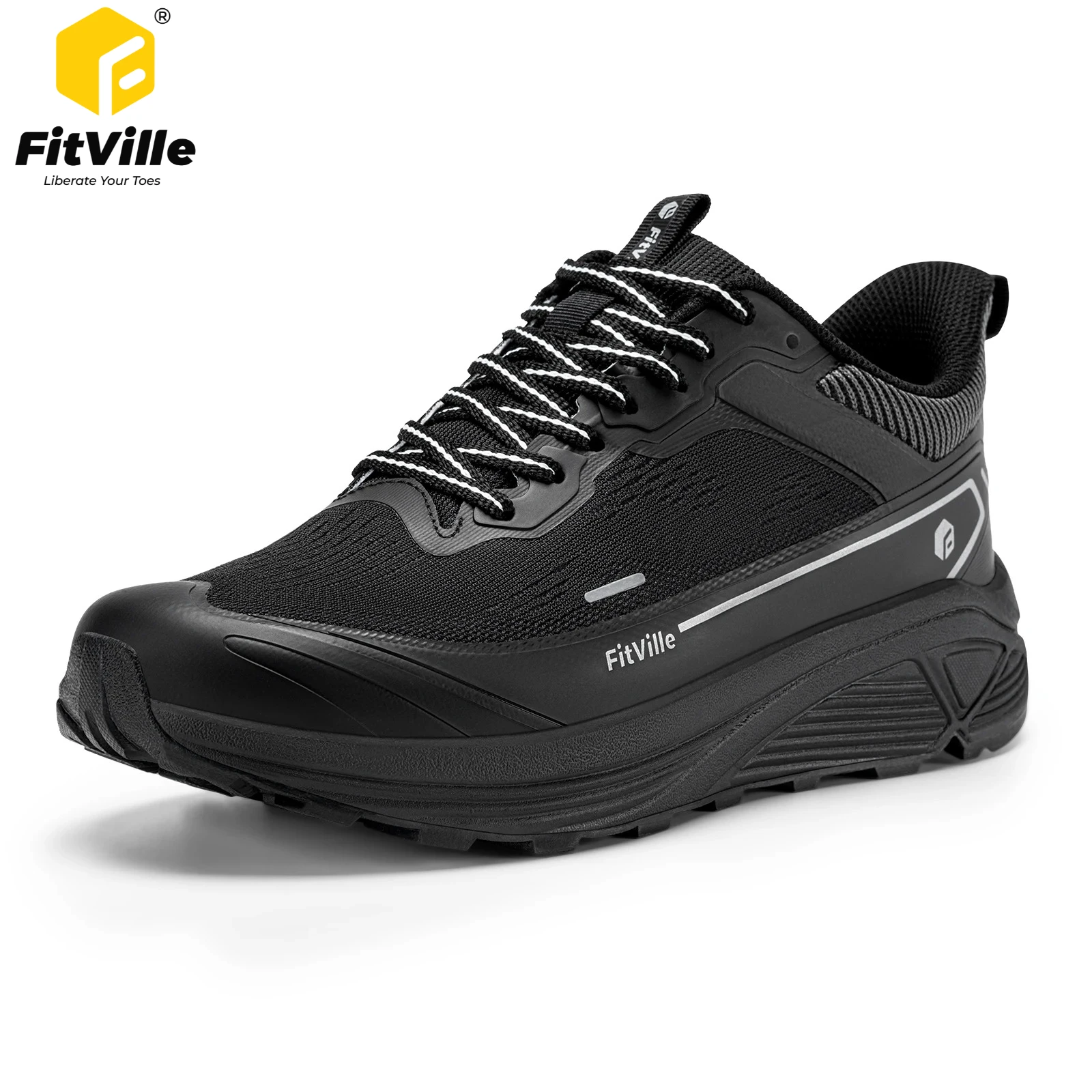 FitVille Men's Extra Wide Toe Trail Running Shoes for Men Hiking Shoes Breathable Cushioned Sport Sneaker Arch Support Anti-Slip