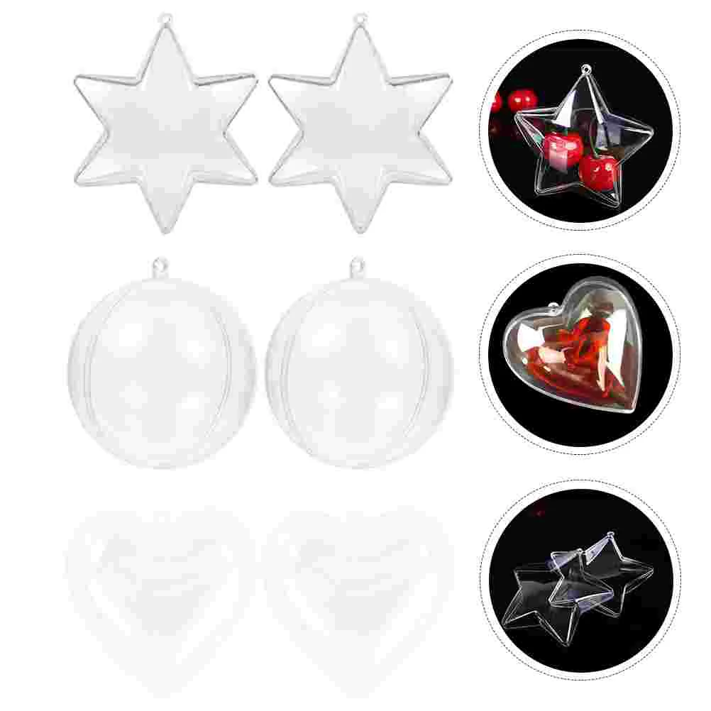 

15 Pcs Bath Mold Star-shaped Fillable Balls for Christmas DIY Tree Transparent Bauble Plastic