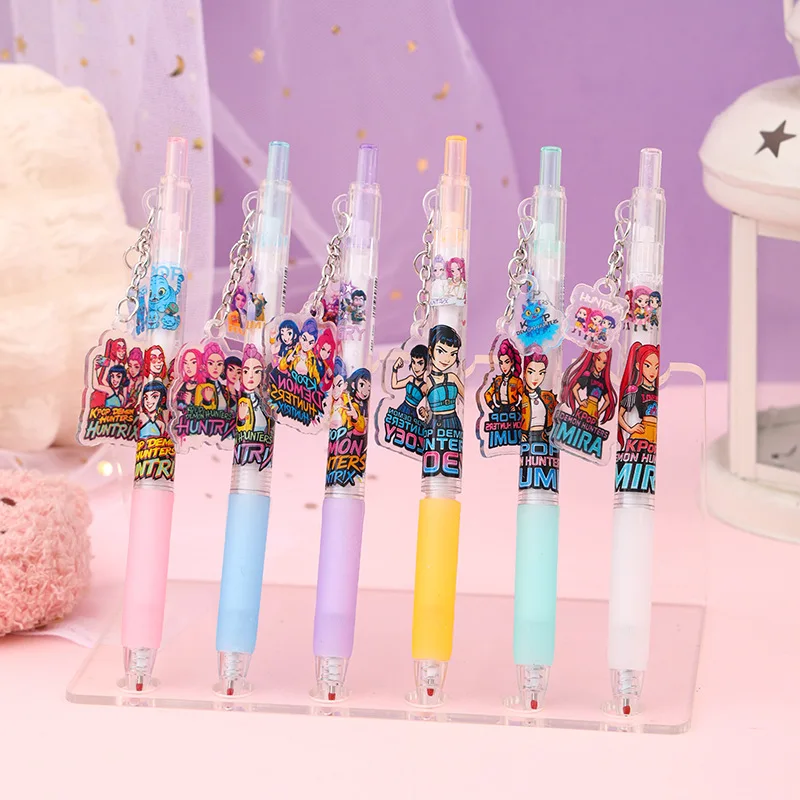 

Гелевая ручка с акриловым аниме-шармом, 0.5 мм, с нажимным механизмом, черная, милые канцелярские принадлежности для студентов и фанатов