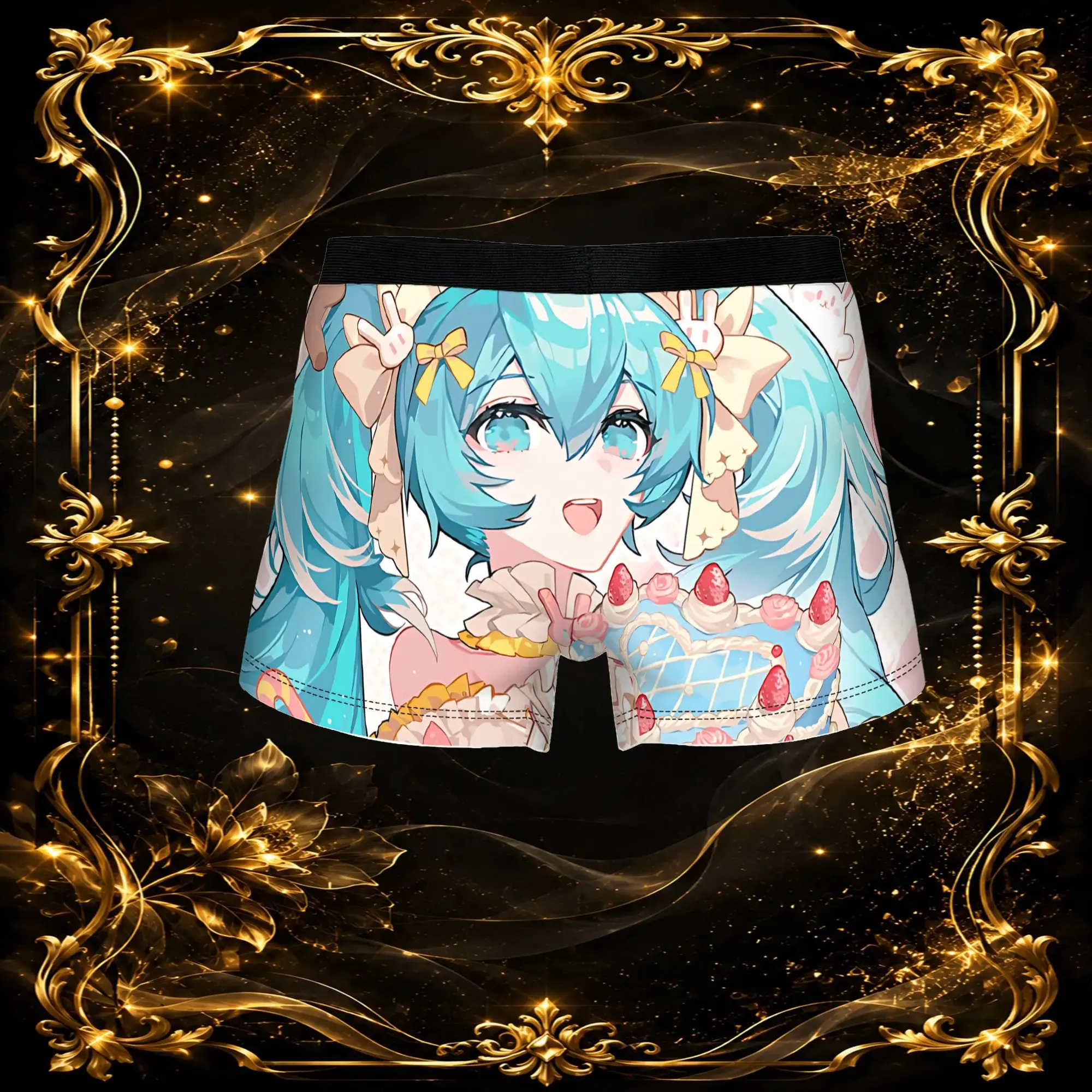 3Pcs Your Christmas Gift  Hatsune Miku boxers  Underpants Breathbale Panties Men's Underwear Print Shorts Boxer Briefs